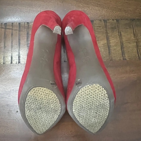Jessica Simpson Women's Platform High Heel Size 7.5 Suede Maraschino Red - Picture 2 of 4